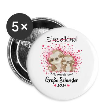 Ich Werde Eine Große Schwester 2024 - Buttons groß 56 mm (5er Pack) - Weiß - Vorne