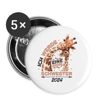 Ich Werde Eine Große Schwester 2024 - Buttons groß 56 mm (5er Pack) - Weiß - Vorne
