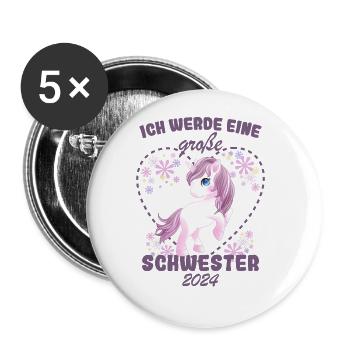 Ich Werde Eine Große Schwester 2024 - Buttons groß 56 mm (5er Pack) - Weiß - Vorne