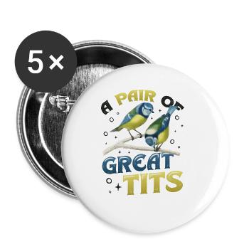 Une paire d’ornithologues géniaux - Lot de 5 grands badges (56 mm) - blanc - Devant