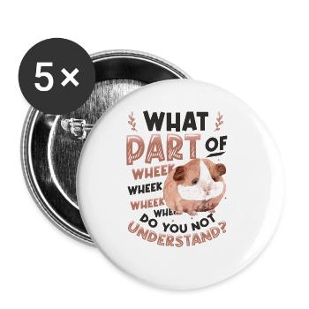 Wheek Wheek Wheek, cobaye - Lot de 5 grands badges (56 mm) - blanc - Devant