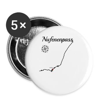 Nufenenpass-Serpentinen - Buttons groß 56 mm (5er Pack) - Weiß - Vorne