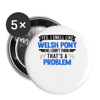 Welsh Pony Geruch Welsh Pferd - Buttons groß 56 mm (5er Pack) - Weiß - Vorne
