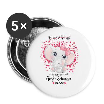 Ich Werde Eine Große Schwester 2024 - Buttons groß 56 mm (5er Pack) - Weiß - Vorne