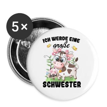 Ich Werde Eine Große Schwester 2024 - Buttons groß 56 mm (5er Pack) - Weiß - Vorne