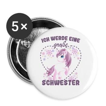 Ich Werde Eine Große Schwester 2024 - Buttons groß 56 mm (5er Pack) - Weiß - Vorne