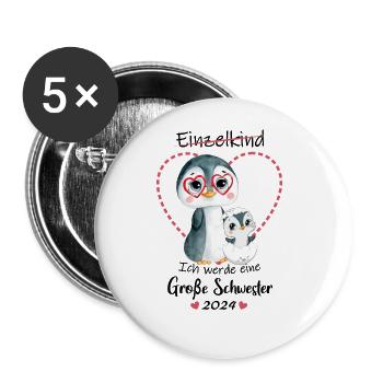 Ich Werde Eine Große Schwester 2024 - Buttons groß 56 mm (5er Pack) - Weiß - Vorne