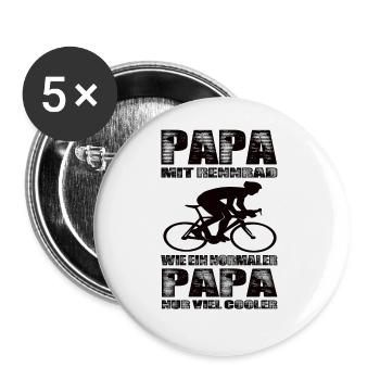 Papa Mit Rennrad Wie Ein Normaler Papa nur Cooler - Buttons groß 56 mm (5er Pack) - Weiß - Vorne