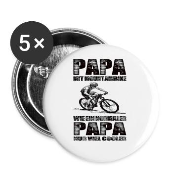 Papa Mit Mountainbike Wie Ein Normaler Papa Nur - Buttons groß 56 mm (5er Pack) - Weiß - Vorne
