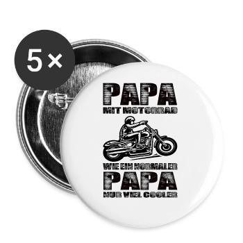 Papa Mit Motorrad Wie Ein Normaler Papa Nur Cooler - Buttons groß 56 mm (5er Pack) - Weiß - Vorne