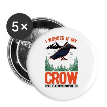 Crow Crow Crow Raven - Buttons large 2.2''/56 mm (5-pack) - white - Front