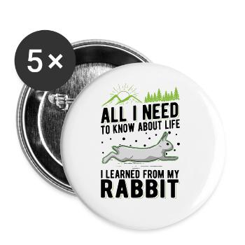 Lapin Cadeau Lapin Lapin Lapin - Lot de 5 grands badges (56 mm) - blanc - Devant