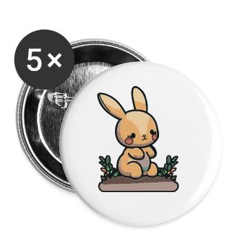 Cute cartoon bunny for kindergarten children and pupils - Buttons large 2.2''/56 mm (5-pack) - white - Front