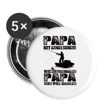 Angeln Papa - Buttons groß 56 mm (5er Pack) - Weiß - Vorne