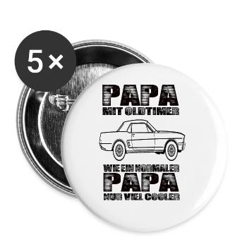 Oldtimer - Buttons groß 56 mm (5er Pack) - Weiß - Vorne