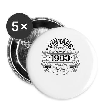 Vintage 1983 Birthday Vintage - Buttons large 2.2''/56 mm (5-pack) - white - Front