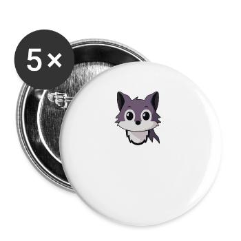 Mignon kawaii wolfhound design pour les amoureux des animaux - Lot de 5 grands badges (56 mm) - blanc - Devant