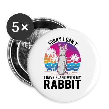 Kaninchen Häschen Hase Kaninchen - Buttons groß 56 mm (5er Pack) - Weiß - Vorne