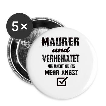 Maurer und Verheiratet - Buttons groß 56 mm (5er Pack) - Weiß - Vorne
