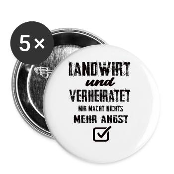 Landwirt und Verheiratet - Buttons groß 56 mm (5er Pack) - Weiß - Vorne
