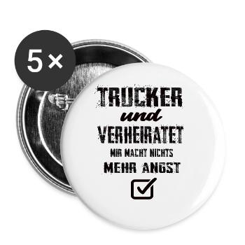 Trucker und Verheiratet - Buttons groß 56 mm (5er Pack) - Weiß - Vorne