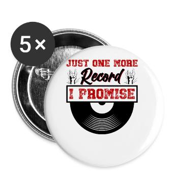 Retro Vinyl Sammlung Schallplatte Plattenspieler - Buttons groß 56 mm (5er Pack) - Weiß - Vorne