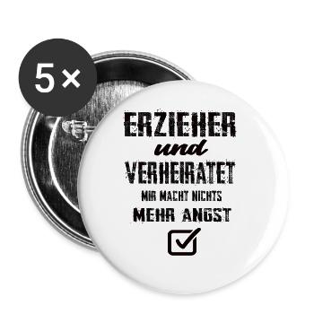 Erzieher - Buttons groß 56 mm (5er Pack) - Weiß - Vorne