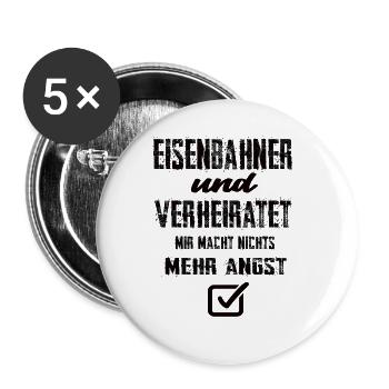 Eisenbahner - Buttons groß 56 mm (5er Pack) - Weiß - Vorne