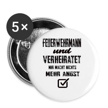Feuerwehrmann - Buttons groß 56 mm (5er Pack) - Weiß - Vorne