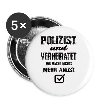 Polizist und Verheiratet - Buttons groß 56 mm (5er Pack) - Weiß - Vorne