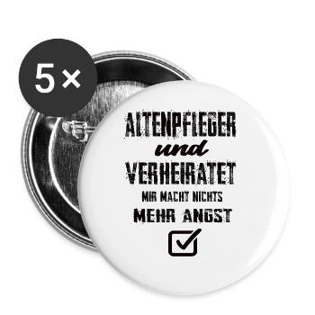Altenpfleger und Verheiratet - Buttons groß 56 mm (5er Pack) - Weiß - Vorne
