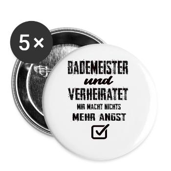 Bademeister und Verheiratet - Buttons groß 56 mm (5er Pack) - Weiß - Vorne
