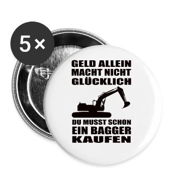Bagger - Buttons groß 56 mm (5er Pack) - Weiß - Vorne