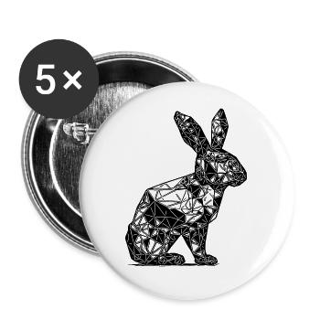 Geometric Lines Rabbit Rabbit Head - Buttons large 2.2''/56 mm (5-pack) - white - Front