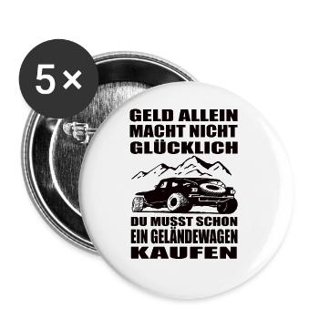 Geländewagen - Buttons groß 56 mm (5er Pack) - Weiß - Vorne