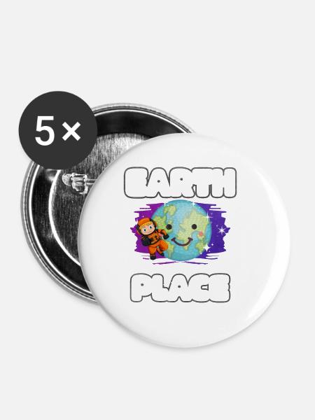 Erde Planet Geschenk - Buttons groß 56 mm (5er Pack) - Weiß