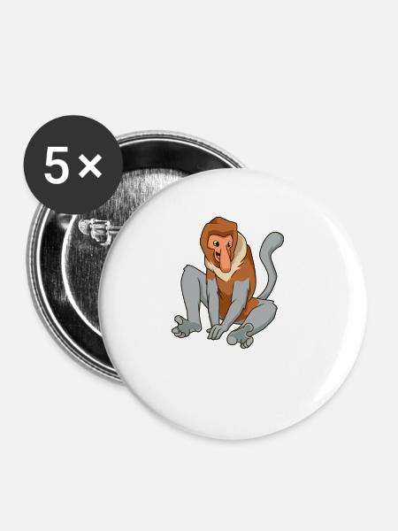 Kawaii Nasenaffe - Buttons groß 56 mm (5er Pack) - Weiß