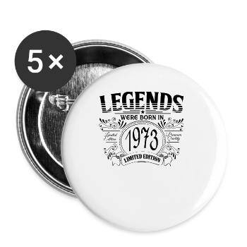 vintage 1973 birthday legend vintage with - Buttons large 2.2''/56 mm (5-pack) - white - Front