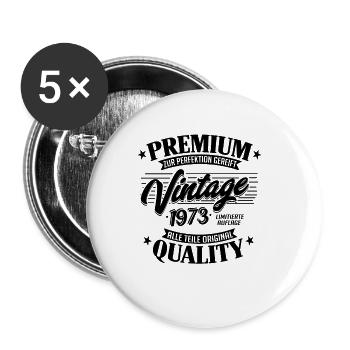 Vintage 1973 Geburtstag Sprüche "Limitierte - Buttons groß 56 mm (5er Pack) - Weiß - Vorne