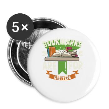 Book Reader Reading Literature Bookworm Gift Idea - Buttons large 2.2''/56 mm (5-pack) - white - Front