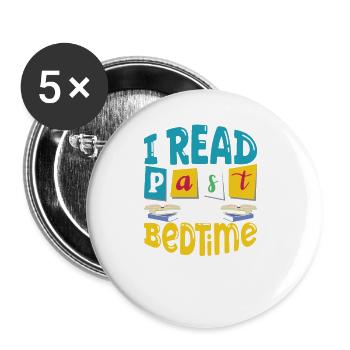 Buchleser Leseliteratur Bücherwurm Geschenkidee - Buttons groß 56 mm (5er Pack) - Weiß - Vorne