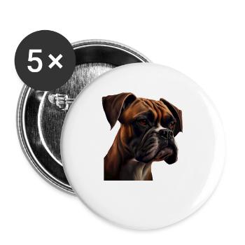 Boxer Hundebesitzer Hund Hunde Hunderasse Boxer - Buttons groß 56 mm (5er Pack) - Weiß - Vorne