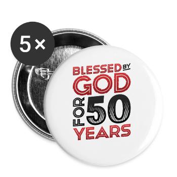 Religiously by God Happy for 50 Years - Buttons large 2.2''/56 mm (5-pack) - white - Front