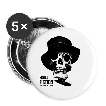 Totenkopf Skull Fiction Totenschädel - Buttons groß 56 mm (5er Pack) - Weiß - Vorne