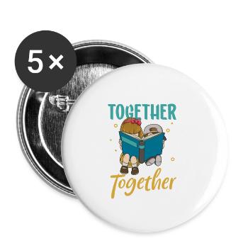 Book Reader Reading Literature Bookworm Gift Idea - Buttons large 2.2''/56 mm (5-pack) - white - Front