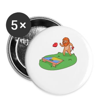 Lion plays cornhole - Buttons large 2.2''/56 mm (5-pack) - white - Front