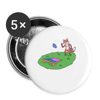 Fox plays cornhole - Buttons large 2.2''/56 mm (5-pack) - white - Front