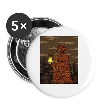 Plague doctor with plague mask - Drawing of the plague doctor - Buttons large 2.2''/56 mm (5-pack) - white - Front