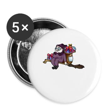 Riding on the broom - Befana - Buttons large 2.2''/56 mm (5-pack) - white - Front