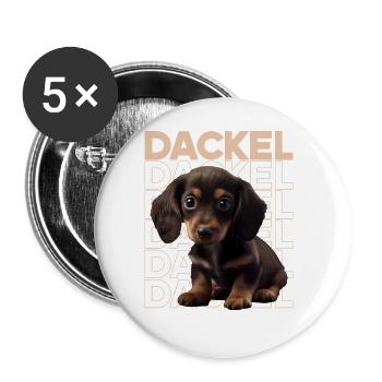 Rauhaardackel Dachshund Hund Hunde Welpe Dackel - Buttons groß 56 mm (5er Pack) - Weiß - Vorne